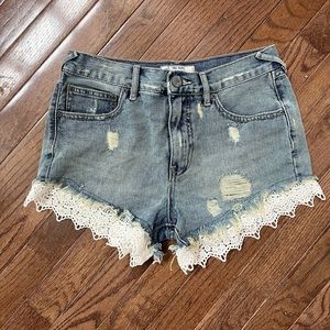 NWOT Free people cut off denim shorts with lace